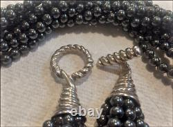 Tiffany & Co. Perles D'hématite Torsade Collier Sterling Silver Toggle Fermoir Rare