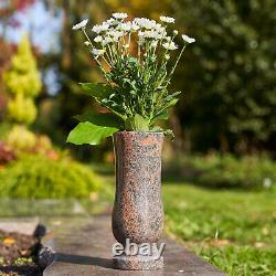 Vase à fleurs décoratif en pierre naturelle granit gneiss rouge-gris - Pot de fleurs de table