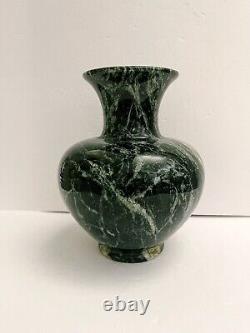 Vase en pierre naturelle marbrée vintage noir, gris, vert bohème lourd 10