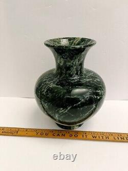 Vase en pierre naturelle marbrée vintage noir, gris, vert bohème lourd 10
