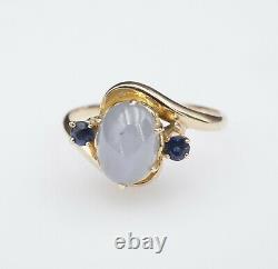 Vintage 14k Yellow Gold Natural Star Sapphire Ring Taille 7.5 Rg2686