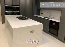 White Calacatta Grey Veins Quartz Kitchen Worktop Quartz Granite 3000x700x30